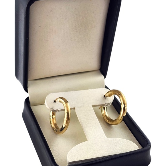 Carla 14 Karat Yellow Gold Textured Hoop Earrings #18903 - Picture 7 of 7